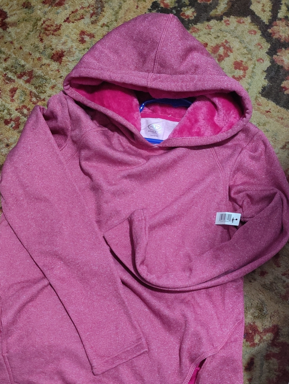 Girls' Pink Hooded Pullover Jacket - Cozy Fleece Lined